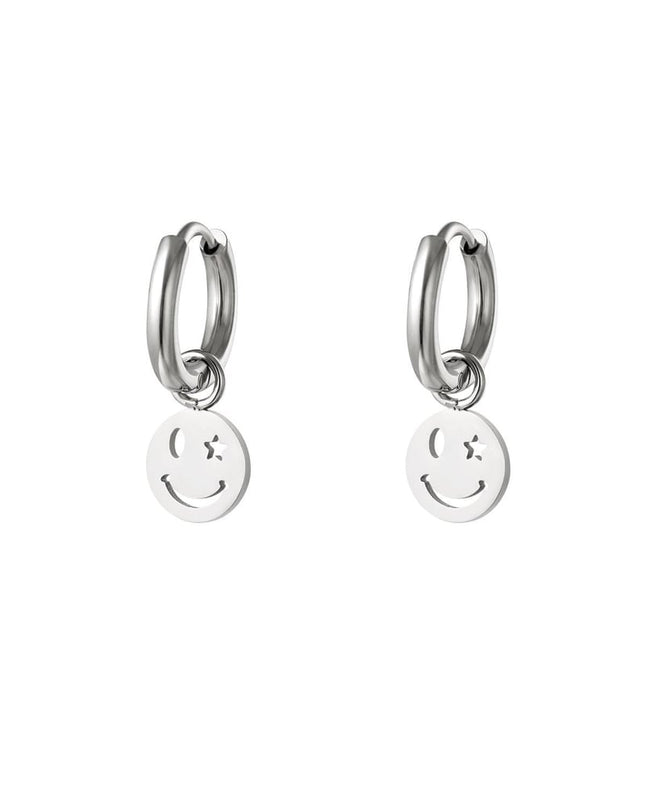RVS oorbel smiley en ster Goud kleur Stainless Steel