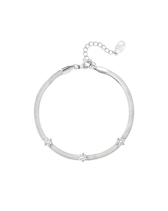 Roestvrijstalen armband met bloemetjes Goud kleur Stainless Steel