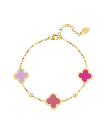 Armband drie klavers Groen Stainless Steel