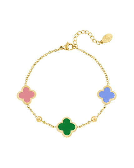 Armband drie klavers Groen Stainless Steel