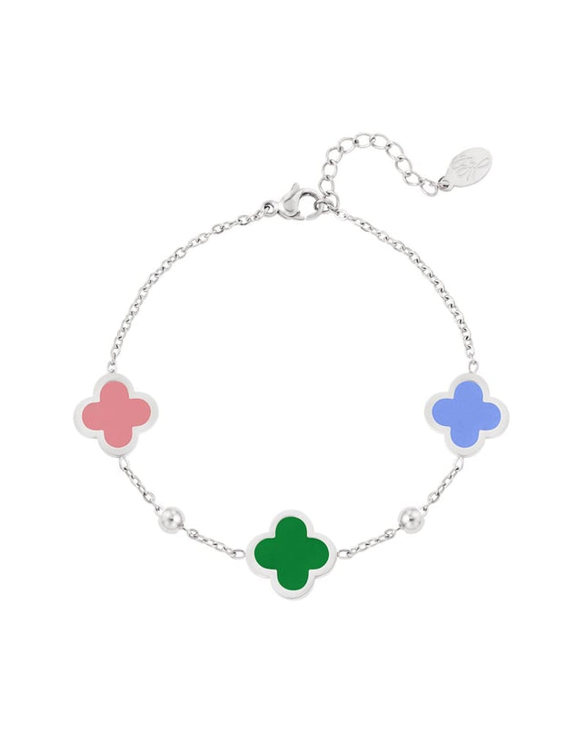 Armband drie klavers Groen Stainless Steel