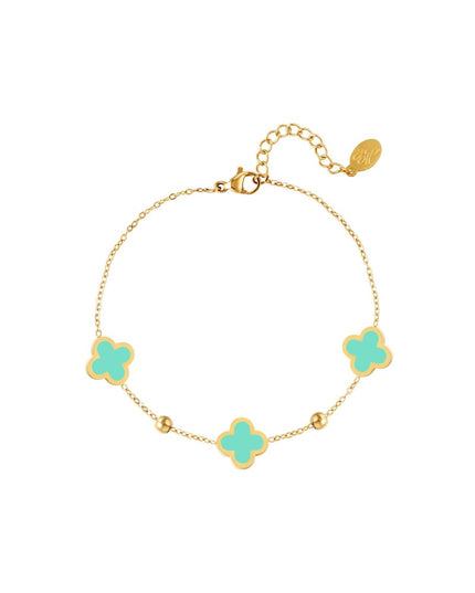 Armband drie klavers Groen Stainless Steel