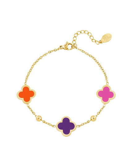 Armband drie klavers Groen Stainless Steel