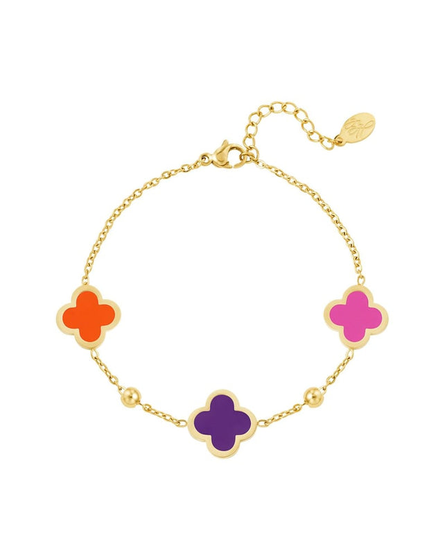 Armband drie klavers Groen Stainless Steel