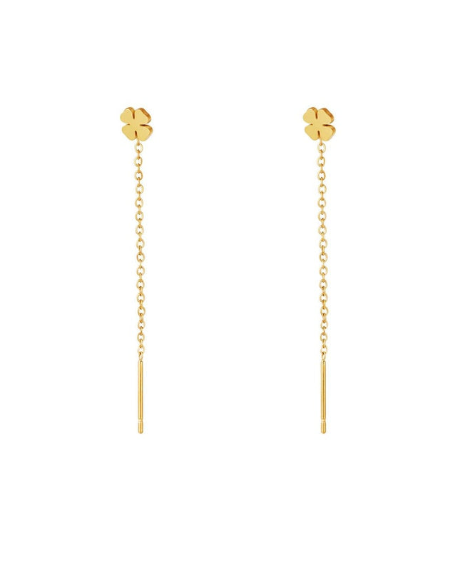 Roestvrijstalen ketting oorbellen Klaver Goud kleur Stainless Steel