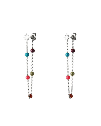 Steroorbel met gekleurde bolletjes Zilver Stainless Steel