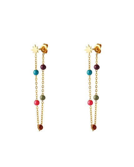 Steroorbel met gekleurde bolletjes Zilver Stainless Steel