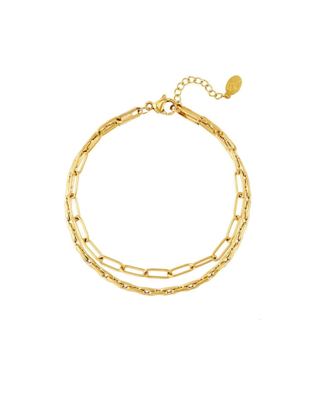 Dubbele roestvrijstalen armband Goud kleur Stainless Steel