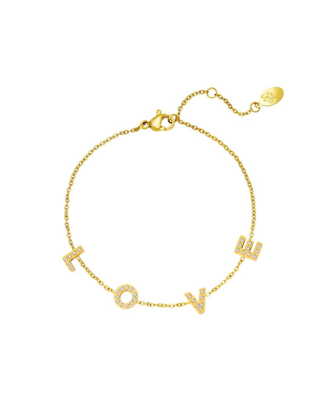 Roestvrij stalen armband liefde Goud kleur Stainless Steel