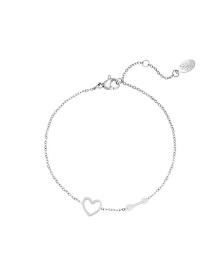 Armband met Hart en Pijl Bedel Goud kleur Stainless Steel