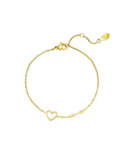 Armband met Hart en Pijl Bedel Goud kleur Stainless Steel