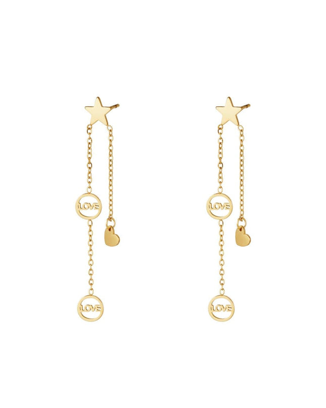 Oorbellen vallende ster Goud kleur Stainless Steel