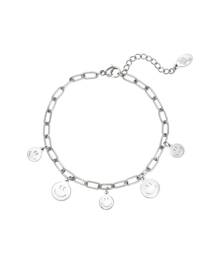 Armband meerdere smileys Goud kleur Stainless Steel