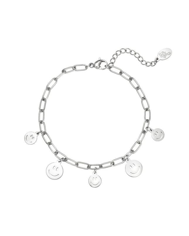 Armband meerdere smileys Goud kleur Stainless Steel