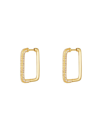 Oorbellen rechthoek zirkoon Goud kleur Koper