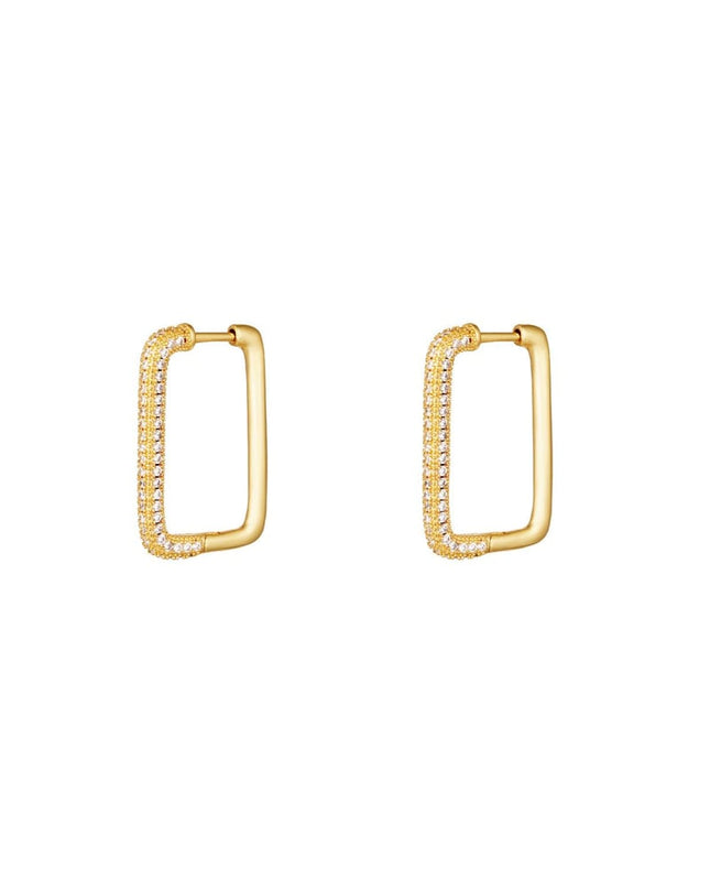 Oorbellen rechthoek zirkoon Goud kleur Koper