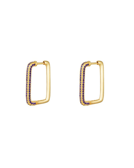 Oorbellen rechthoek zirkoon Goud kleur Koper