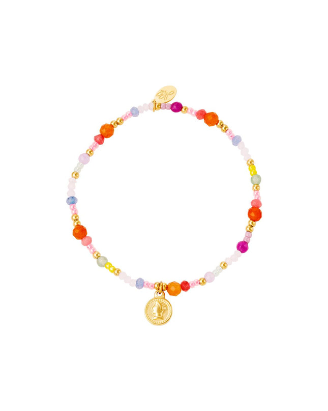Kleur kralen armband munt Multi Natuursteentjes