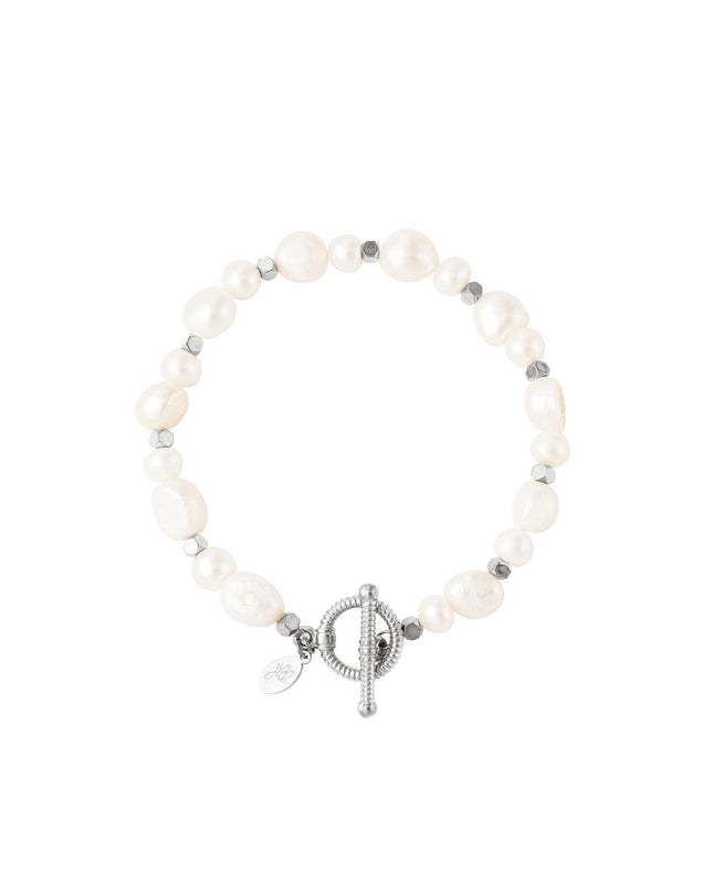 Roestvrij stalen armband parels Goud kleur Stainless Steel