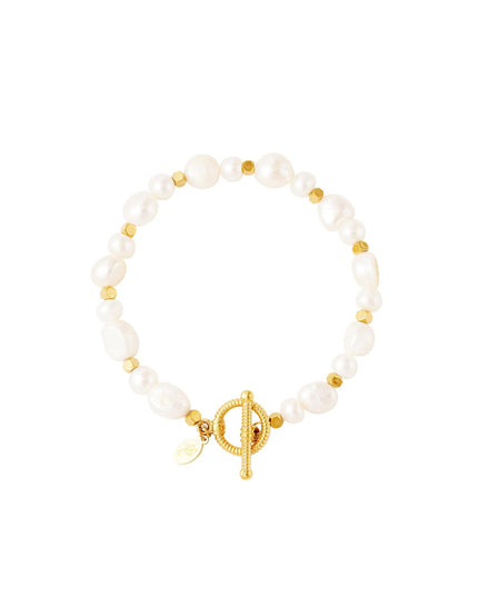 Roestvrij stalen armband parels Goud kleur Stainless Steel