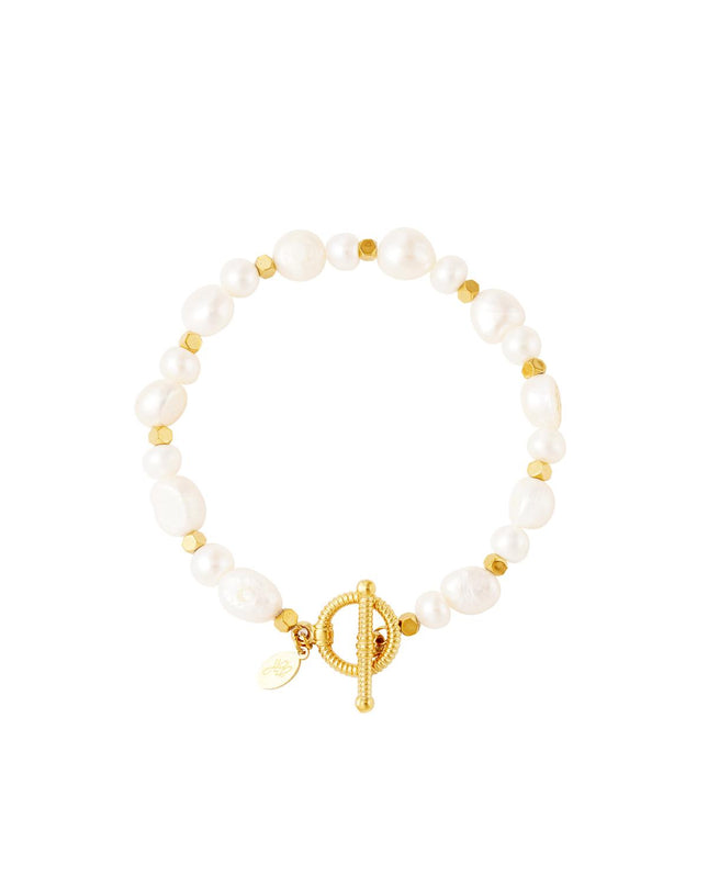 Roestvrij stalen armband parels Goud kleur Stainless Steel