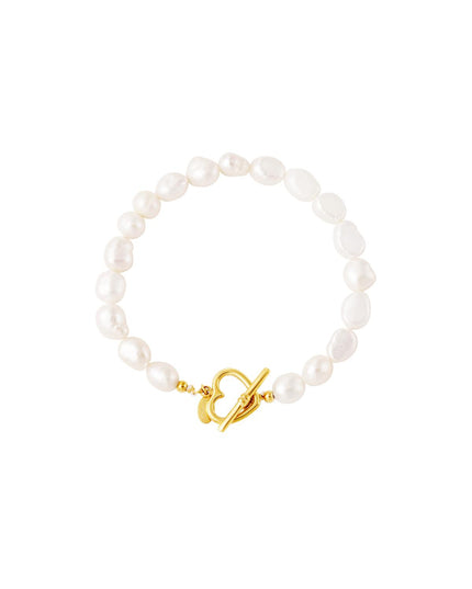 Armband parel hart sluiting Goud kleur Stainless Steel