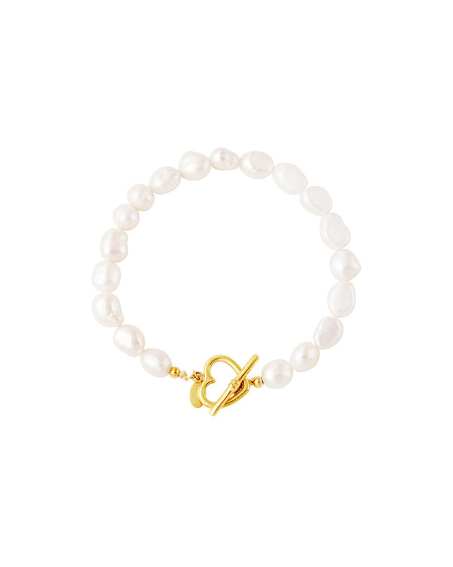 Armband parel hart sluiting Goud kleur Stainless Steel