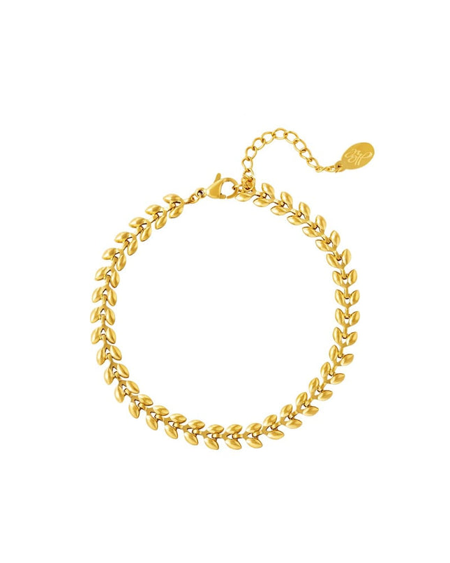 Armband blaadjes Goud kleur Stainless Steel