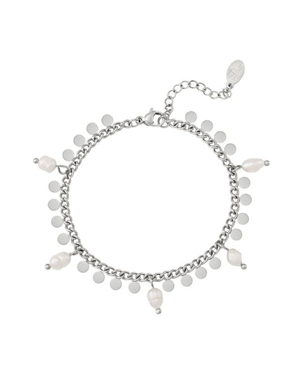 Armband met parels en cirkels Goud kleur Stainless Steel