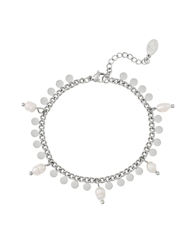 Armband met parels en cirkels Goud kleur Stainless Steel