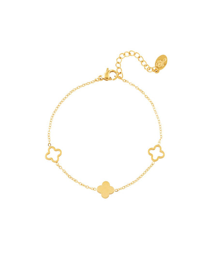 Armband klavertjes Goud kleur Stainless Steel