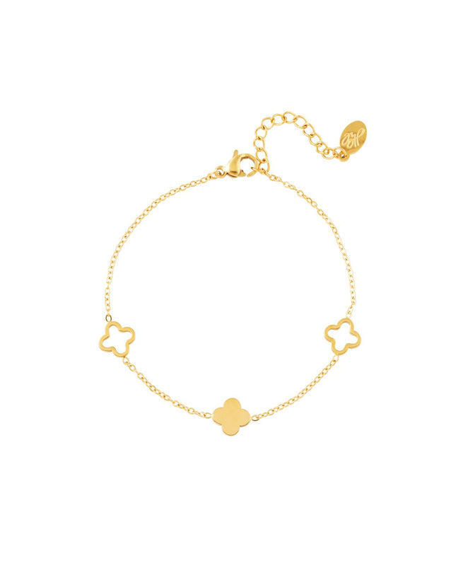 Armband klavertjes Goud kleur Stainless Steel