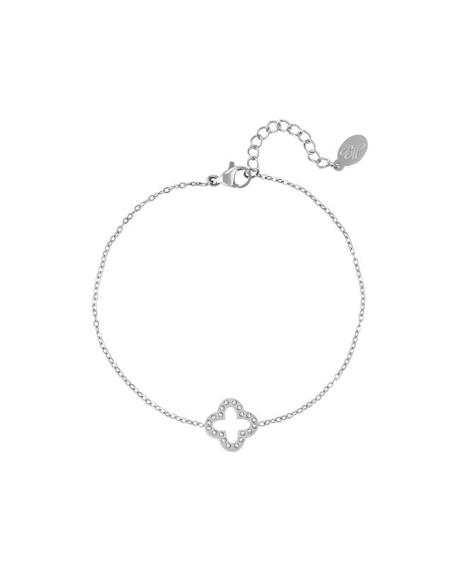 Armband klavertje met zirkonia steentjes Goud kleur Stainless Steel