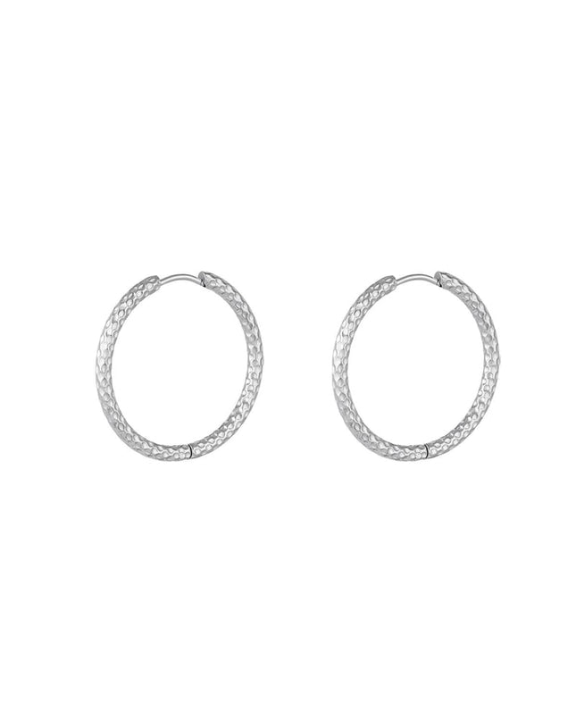 Oorbellen met patroon medium Goud kleur Stainless Steel