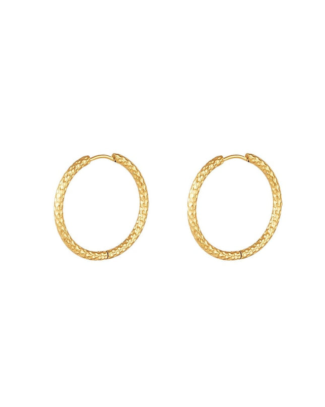 Oorbellen met patroon medium Goud kleur Stainless Steel