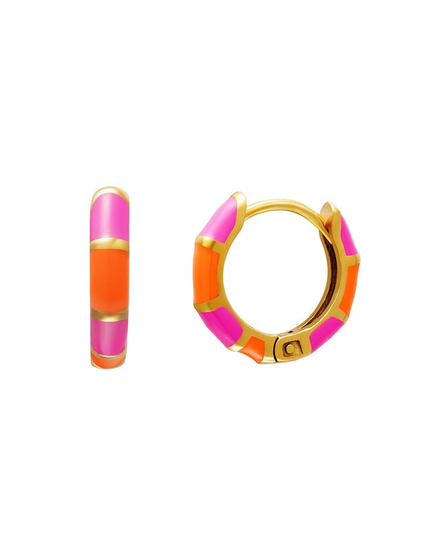 Roestvrijstalen oorbellen colour blocking Rosé Stainless Steel