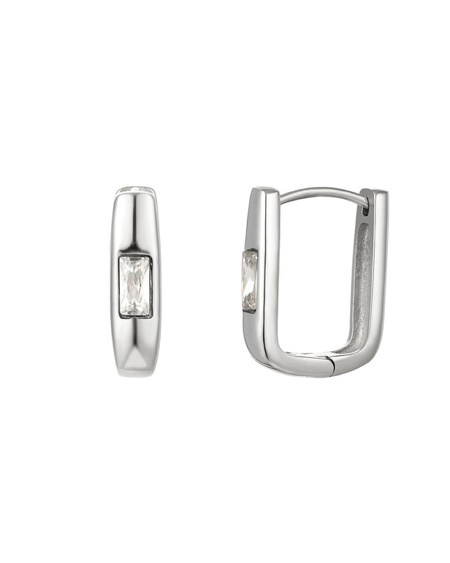 Vierkante oorbellen met zirkoon Blauw & Gold Stainless Steel