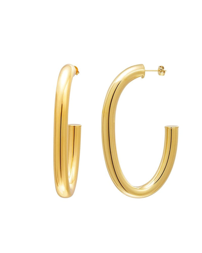 Massieve oorringen Goud kleur Stainless Steel