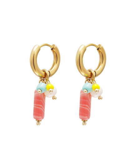 Oorhangers met bungelende staaf Green & Gold Stainless Steel