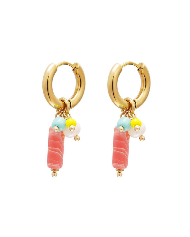 Oorhangers met bungelende staaf Green & Gold Stainless Steel