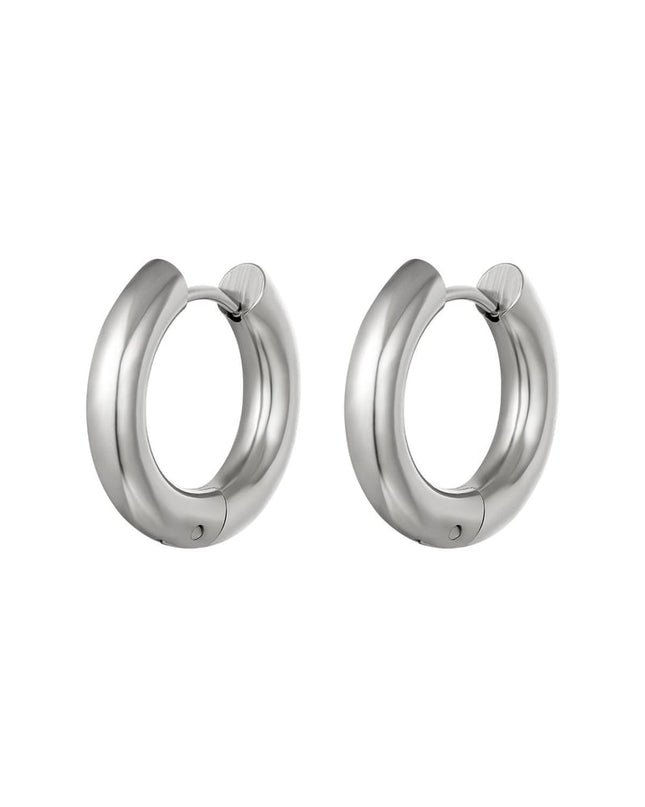 Basic creolen oorbellen - medium Goud kleur Stainless Steel