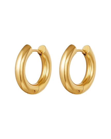Basic creolen oorbellen - medium Goud kleur Stainless Steel