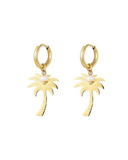 Palmboom oorbellen - Strandcollectie Goud kleur Stainless Steel