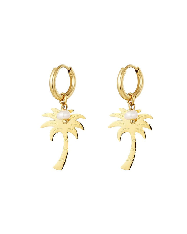 Palmboom oorbellen - Strandcollectie Goud kleur Stainless Steel