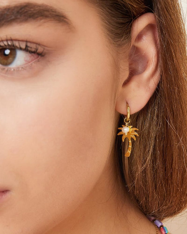 Palmboom oorbellen - Strandcollectie Goud kleur Stainless Steel