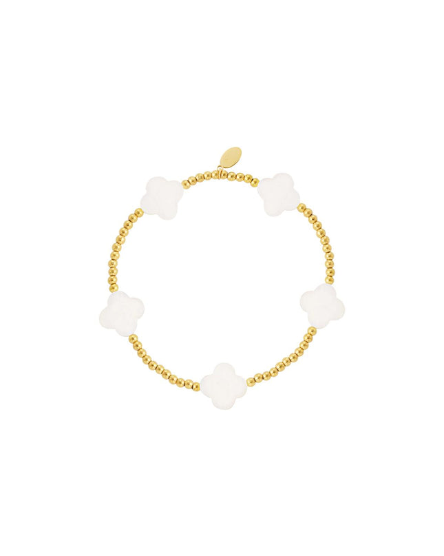 Armband zeeschelp klavertjes Goud kleur Stainless Steel