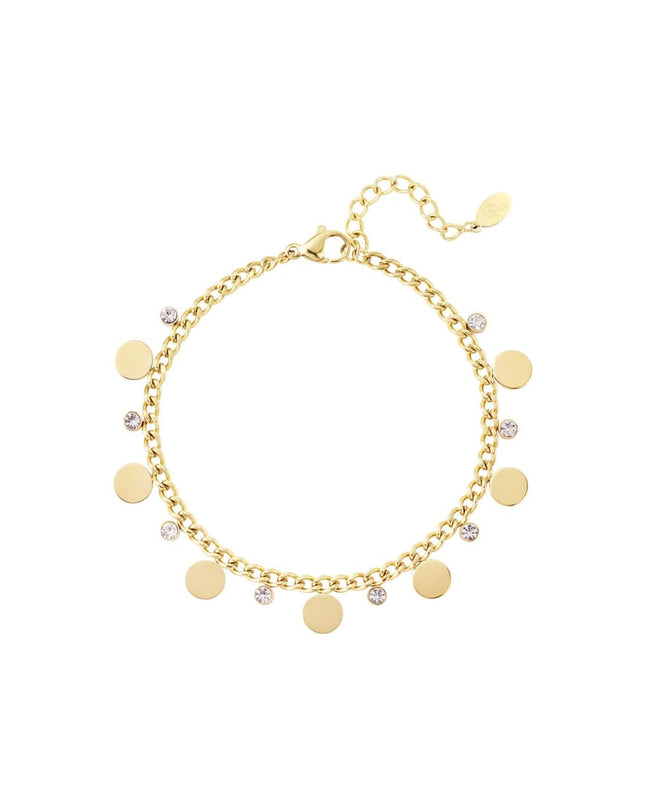 Armband circels met strass Goud kleur Stainless Steel