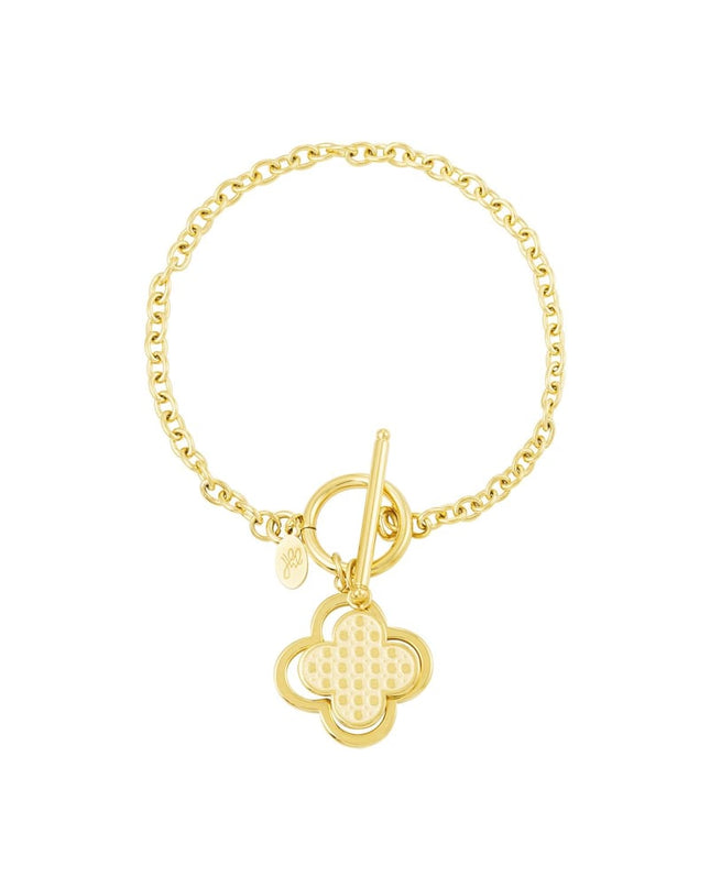 Armband statement klaver Goud kleur Stainless Steel