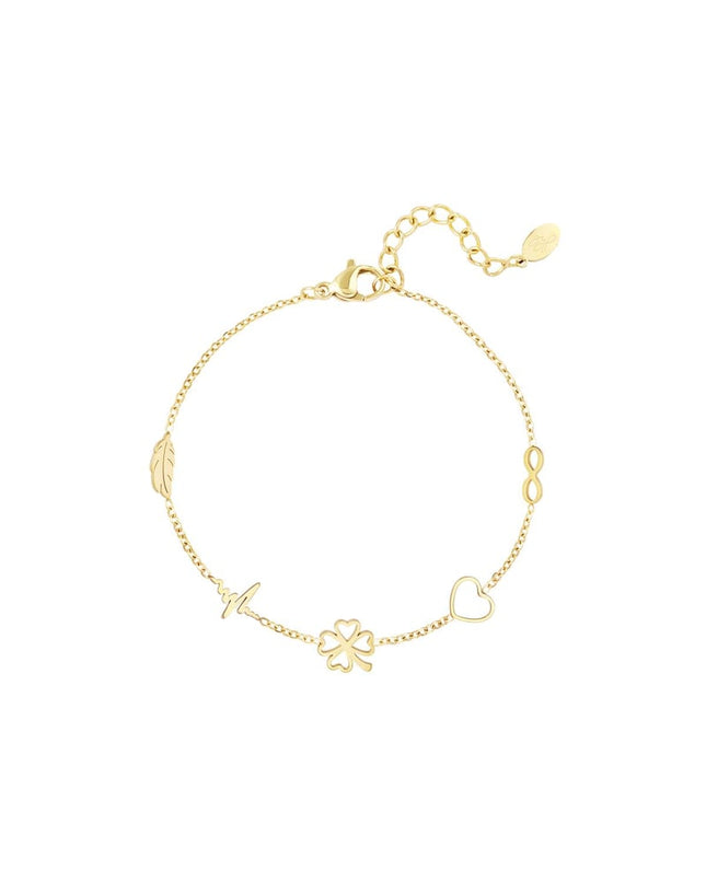 Minimalistische armband met bedels Goud kleur Stainless Steel