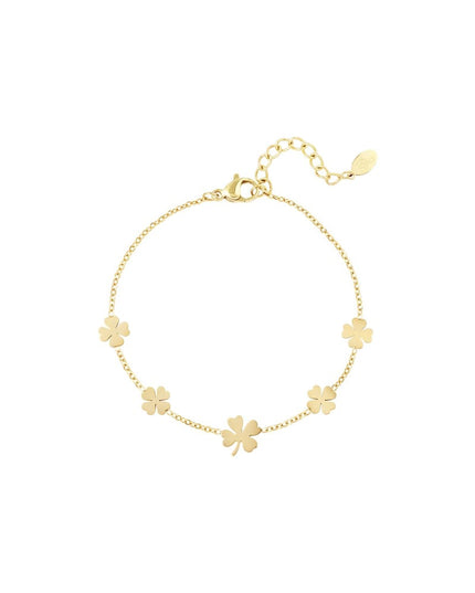 Armband 5 klavertjes Goud kleur Stainless Steel